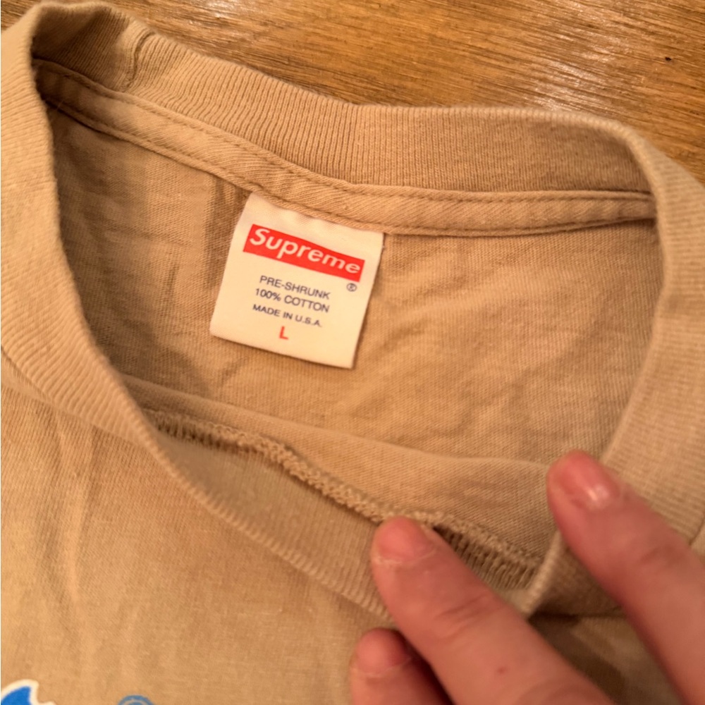 Supreme Beige Cotton Tee supreme salt water nassah t shirt large bahamas